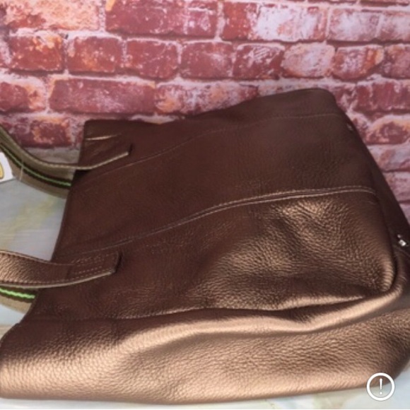 Talbots Metallic Golden Bronze Soft Pebbled Leather Tote and Wallet Set - Picture 6 of 13